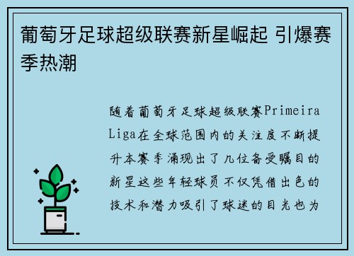葡萄牙足球超级联赛新星崛起 引爆赛季热潮